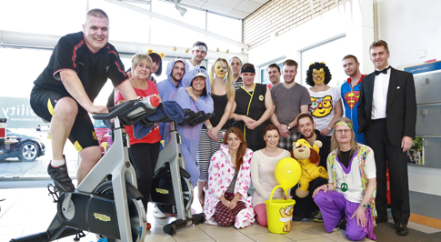 Parts Manager in spinathon fundraiser for Children in Need