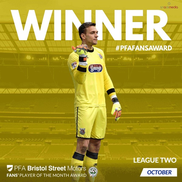 League 2 PFA Bristol Street Motors Fan's Player of the Month for October