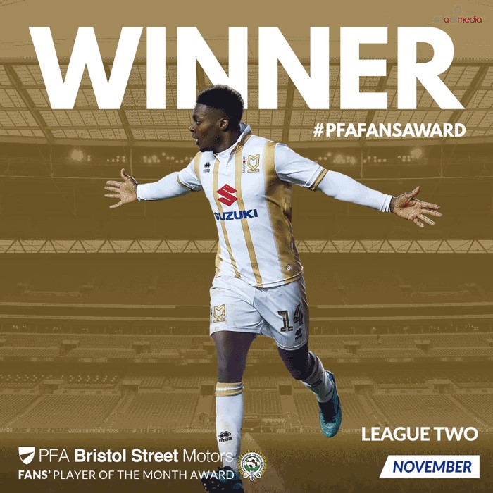 League 2 PFA Bristol Street Motors Fan's Player of the Month for November