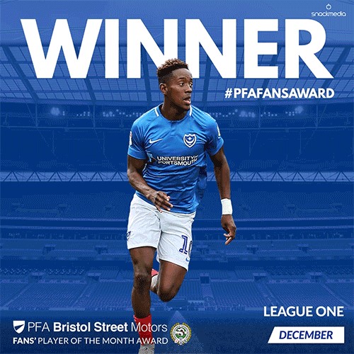 Portsmouth's Lowe wins PFA Bristol Street Motors Fans' Player of the Month