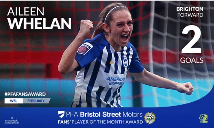Brighton's Aileen Whelan Wins PFA Bristol Street Motors Fans' Player Award