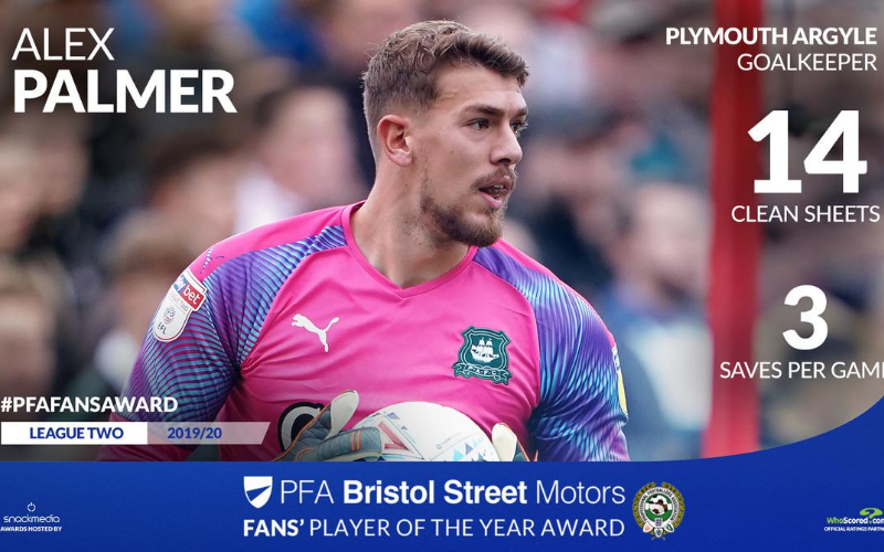 Plymouth Argyle's Alex Parmer Wins PFA Bristol Street Motors Fans' Player Award