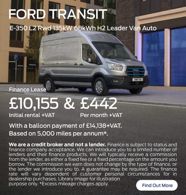 Ford Transit E-350 L2 Rwd 135kW 68kWh H2 Leader Van Auto 121023