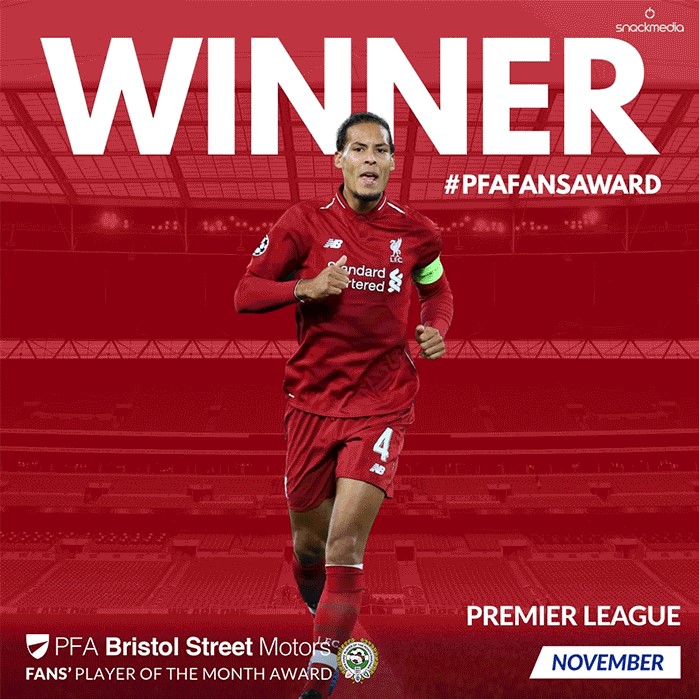 Premier League PFA Bristol Street Motors Fan's Player of the Month for November