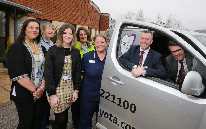 Vertu Toyota Chesterfield hands over new van to Ashgate Hospicecare