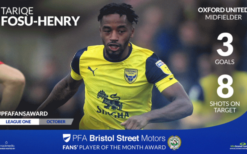 Oxford United's Fosu-Henry Wins League One Fans' Player Of The Month Award