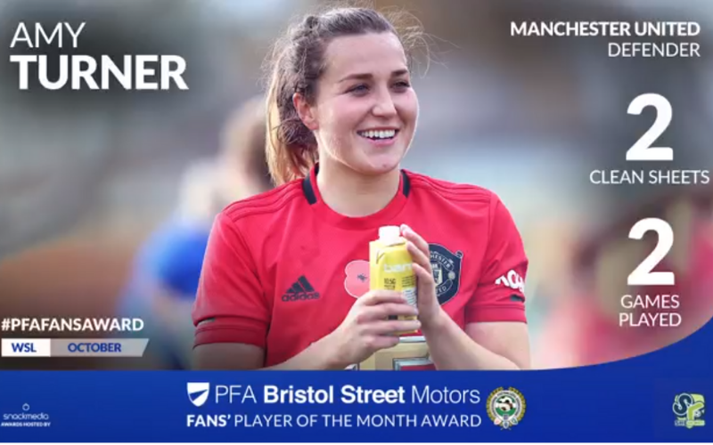 Manchester United's Amy Turner Wins WSL Fans' Player Of The Month Award