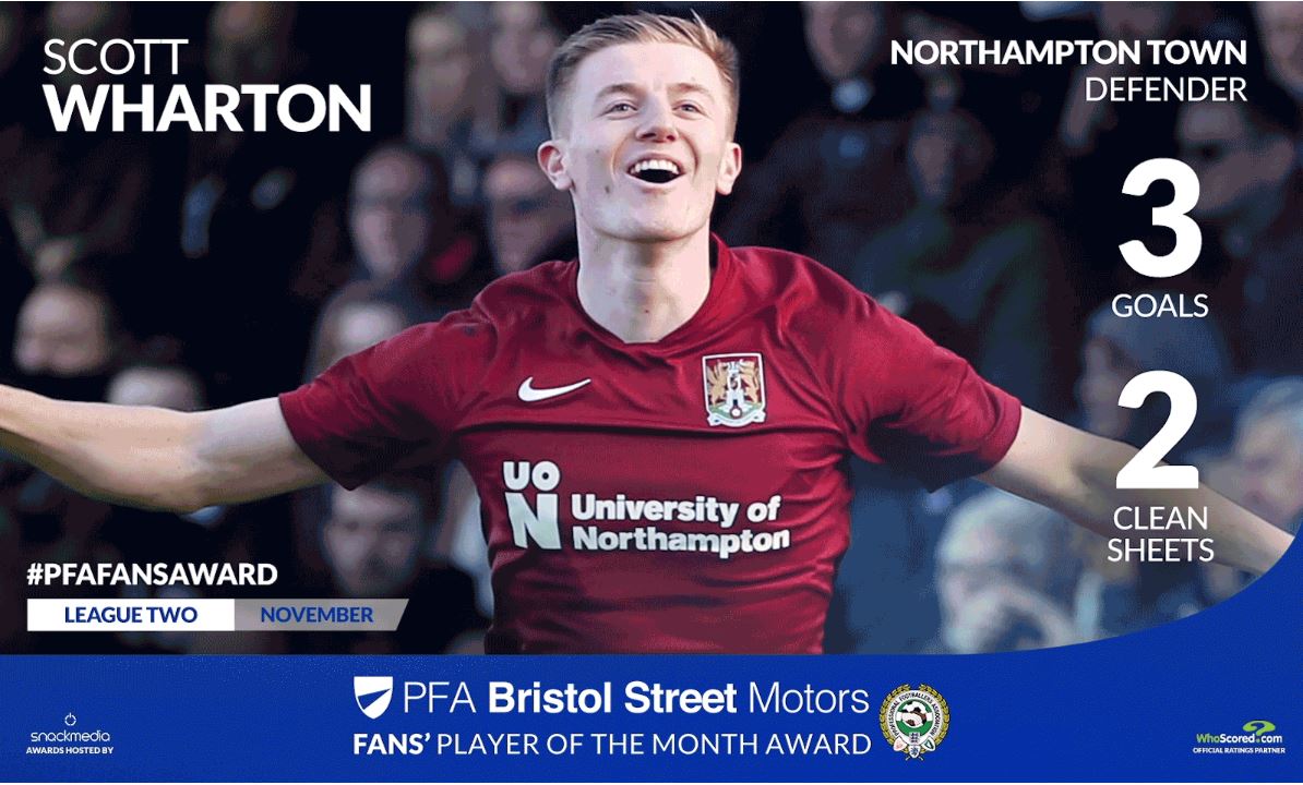 Northampton's Scott Wharton wins PFA Bristol Street Motors Fans Player Award