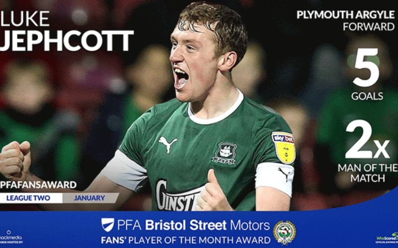 Luke Jephcott Wins PFA Bristol Street Motors Fans' Player Of The Month Award