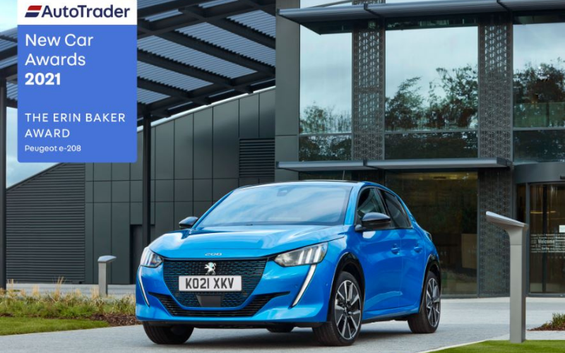 PEUGEOT e-208 Takes 'Erin Baker' Award At Auto Trader New Car Awards 2021